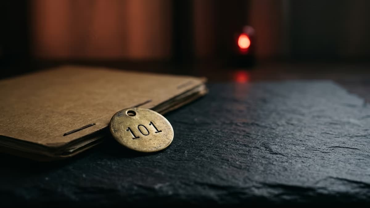 A brass numbered tag and a closed reference folder symbolizing an EIN online application rejection code