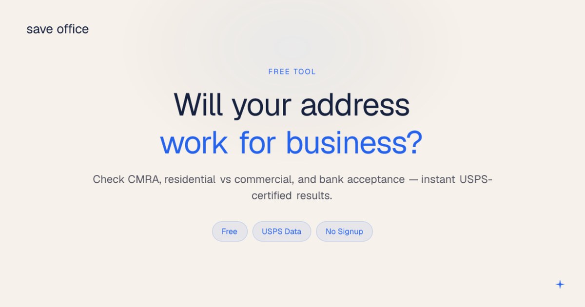 Free CMRA & Business Address Checker | save office